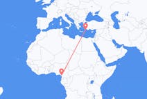 Flyg från Douala, Kamerun till Rhodes, England, Grekland