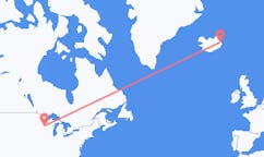 航班从美国欧克雷尔市到埃伊尔斯塔济市，冰岛塞尔