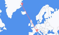 Flyg från Nice, Frankrike till Ittoqqortoormiit, Grönland