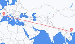 Flyrejser fra Nanning, Kina til Montpellier, Frankrig