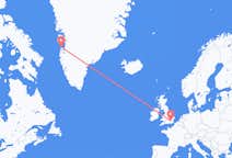 Flyrejser fra Aasiaat, Grønland til London, England