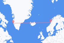 ノルウェーのから サンドネショエン、グリーンランドのへ マニートソックフライト