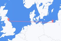 Fly fra Gdańsk til Durham, England