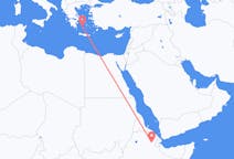 Flyreiser fra Semera, Etiopia til Milos, Hellas