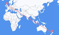 Flyg från New Plymouth, Nya Zeeland till Newcastle upon Tyne, England