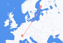 Vluchten van Turku, Finland naar Grenoble, Frankrijk