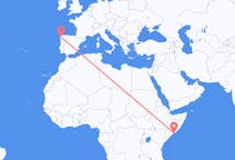 Flyreiser fra Mogadishu, Somalia til Santiago de Compostela, Spania
