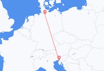 ドイツ、 ハンブルクから、ドイツ、トリエステ行き行きのフライト