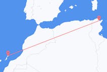 出发地 突尼斯突尼斯目的地 西班牙兰萨罗特岛的航班