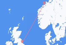 Flights from Kristiansund, Norway to Durham, England, the United Kingdom