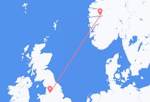 Flyg från Sogndal, Norge till Manchester, England
