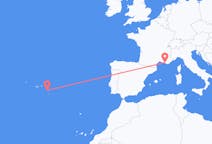 Loty z Marsylia, Francja z Ponta Delgada, Portugalia