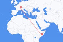 Vluchten van Mogadishu, Somalië naar Turijn, Italië