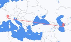 Flyg från Türkmenbaşy, Turkmenistan till Turin, Italien