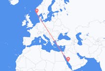 Vluchten van Djedda, Saoedi-Arabië naar Stavanger, Noorwegen
