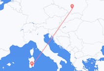 Vluchten uit Krakau, Polen naar Cagliari, Trento, Italië