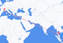 Flyreiser fra Narathiwat-provinsen, Thailand til Marseille, Frankrike