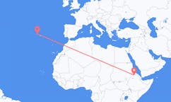 Flyrejser fra Shire, Etiopien til Terceira, Portugal