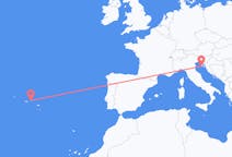 Flyrejser fra Pula, Kroatien til Terceira, Portugal