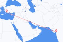 出发地 印度苏拉特目的地 土耳其达拉曼的航班