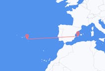 Vluchten van Ibiza, Spanje naar Ponta Delgada, Portugal