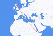 Flyg från Lalibela, Etiopien till Edinburgh, Skottland