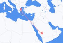 Vluchten van Bisha, Saoedi-Arabië naar Athene, Griekenland