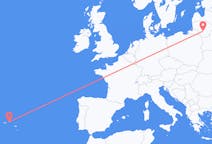 Flug frá Kaunas, Litháen til Terceira, Portúgal