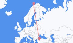 Flyrejser fra Sørkjosen, Norge til Kutahya, Tyrkiet