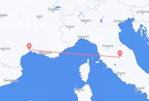 Flights from Montpellier, France to Perugia, Italy