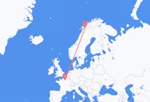 Flyg från Paris, Frankrike till Narvik, Norge