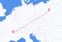 Vluchten van Warschau, Polen naar Lyon, Frankrijk