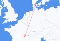 出发地 丹麦出发地 森纳堡目的地 法国里昂的航班