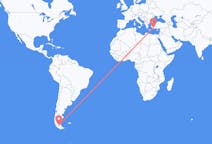 Flyreiser fra Punta Arenas, Chile til Dalaman, Tyrkia