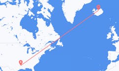 Fly fra byen Shreveport, USA til byen Akureyri, Island