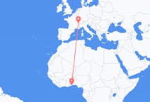 Vluchten van Lomé, Togo naar Genève, Zwitserland
