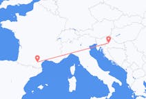 Flyg från Zagreb, Kroatien till Carcassonne, Frankrike