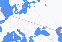 Flyreiser fra Aktau, Kasakhstan til Newcastle upon Tyne, England