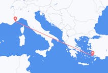 ギリシャのコス島からから、フランスのニースまでのフライト