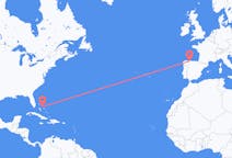 Flyrejser fra North Eleuthera, Bahamas til Santiago del Monte, Spanien