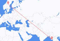 Flyg från Rangoon, Myanmar (Burma) till Östersund, Sverige