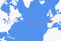 Flyg från North Bay, Kanada till Lourdes (kommun i Brasilien, São Paulo, lat -20,94, long -50,24), Frankrike