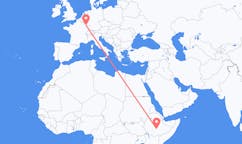 Flyreiser fra Goba, Etiopia til Metz, Frankrike