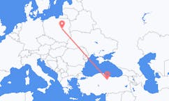 从托卡特飞往华沙的航班