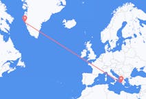 出发地 格陵兰出发地 瑪尼特索克目的地 希腊扎金索斯島的航班