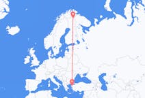 Vluchten van Edremit, Turkije naar Ivalo, Finland