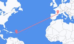 Flüge von Nevis, Saint Kitts und Nevis nach Carcassonne, Frankreich