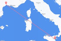 Flights from Montpellier, France to Catania, Italy