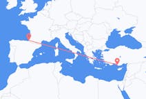 Vluchten van Gazipasa, Turkije naar Biarritz, Frankrijk