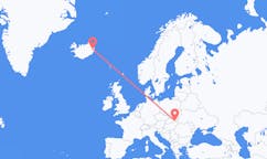 航班从斯洛伐克科希策市到埃伊尔斯塔济市，冰岛塞尔